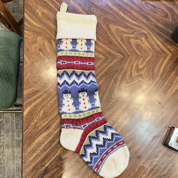 Pottery Barn Kids Classic Fair Isle Wool Knit Snowman Christmas XL Stocking 2008 - Picture 1 of 6